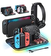 [Switch 2/1 Compatible] FASTSNAIL Charging Dock &amp; Orgainzer Station &amp; Cooling Fan for Nintendo Sw...