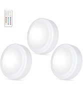 Yiliaw LED Puck Lights with Remote Control, AA Battery Operated, 12 Color Closet Under Cabinet Li...