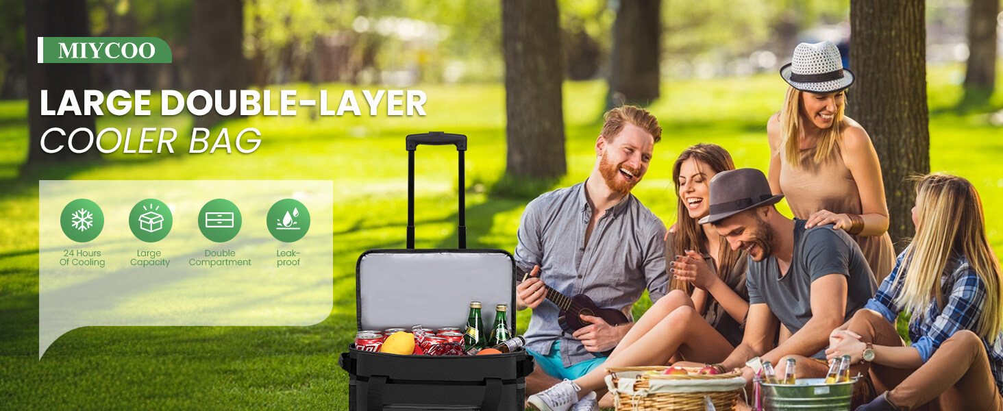 Glide through any trip with the wheeled MIYCOO soft cooler bag, designed for ultimate ease.