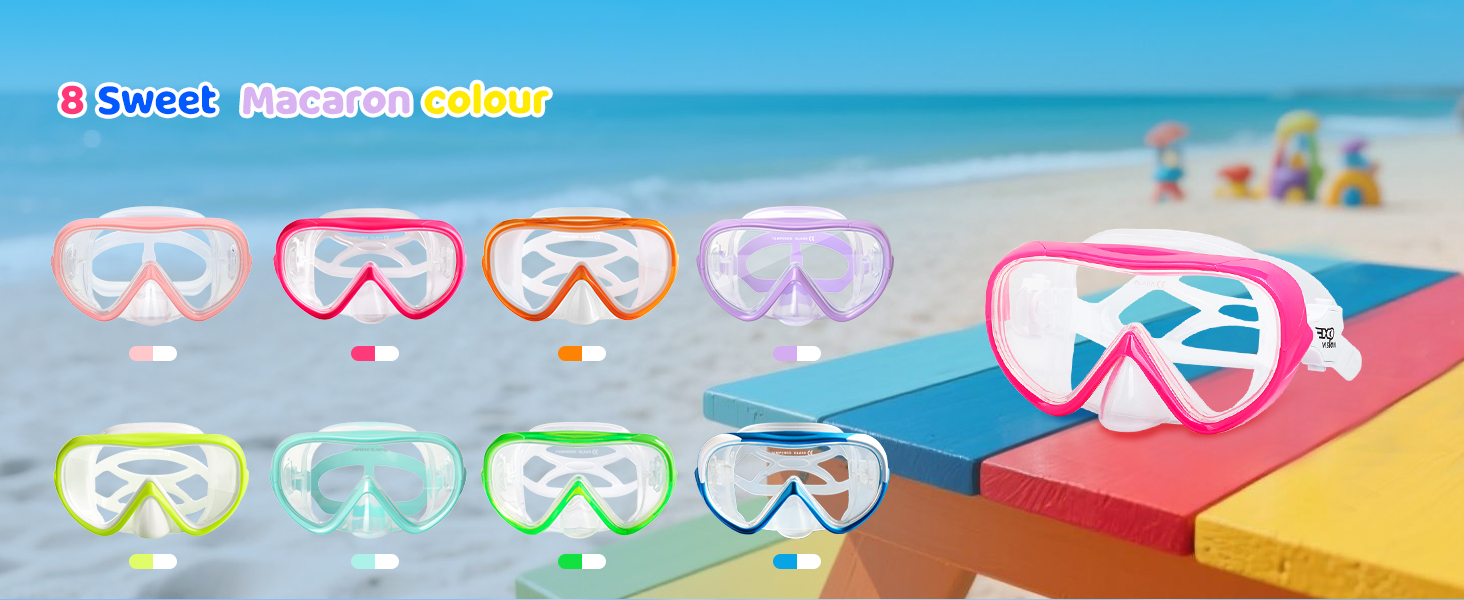 Kids Goggles with Nose Cover Kids Swim Goggles180° Clear View Snorkel Diving Mask for 5-15 Anti-Fog