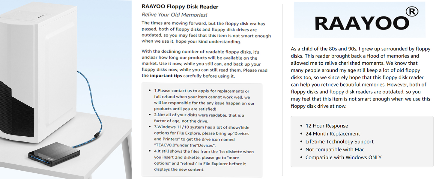 RAAYOO floppy disk reader