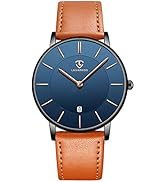 L LAVAREDO Watch for Men, Extremely Thin Mens Watches, Minimalist Analog Men's Leather Wrist Watc...