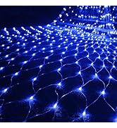 WATERGLIDE Outdoor Christmas Net Lights, 12FT x 5FT 360 LED Mesh String Light with 8 Lighting Mod...