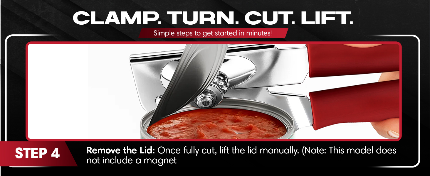 Can Opener Heavy Duty - Manual Hand Crank for Large Cans with Anti-Slip Grip - Stainless Steel