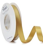 Ribbli Gold Double Faced Satin Ribbon,1/2 Inch x Continuous 25 Yards,Use for Craft Bows Bouquet, ...