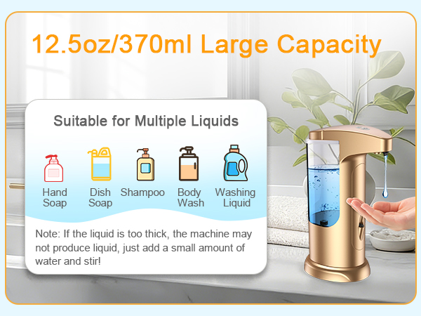 Automatic Soap Dispenser, 370ml Touchless Automatic Liquid Soap Dispenser