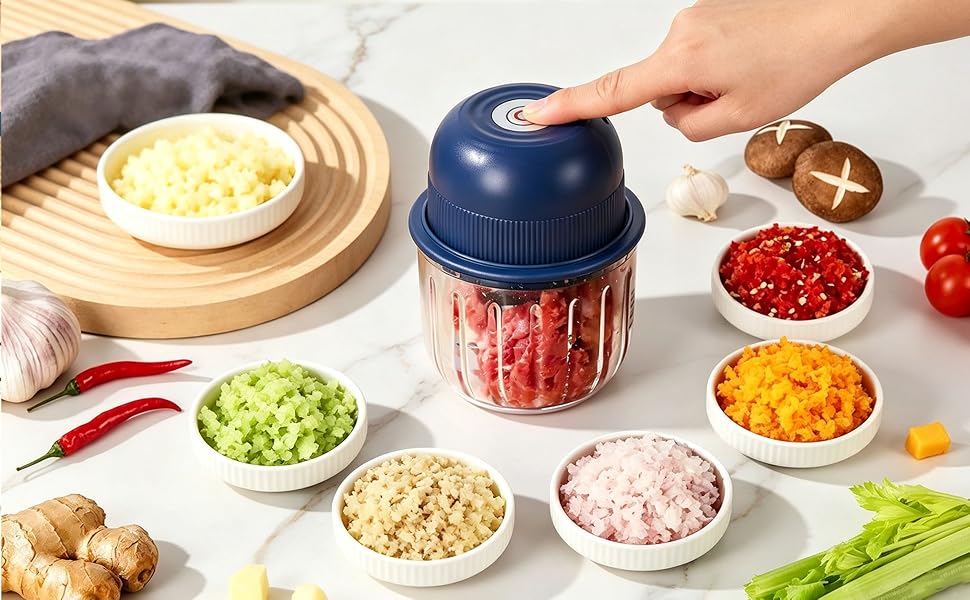 Electric Garlic Chopper, Mini Glass Bowl Portable Veggie Chopper