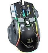 VEGCOO Wired Gaming Mouse, 12800 DPI Optical Gamer Mouse with 10 Programmable Buttons, Colorful R...