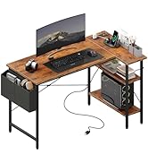 DUMOS 39" Corner Gaming Desk, L Shaped Computer Desk with 3AC+2USB+1Type-C Power Strip, Storage S...