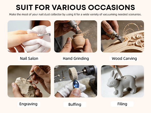 Rechargeable nail dust collector suits for various occasions