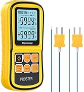 Proster Digital Thermocouple Temperature Thermometer Dual Channel - with Two K-Type Thermocouple ...