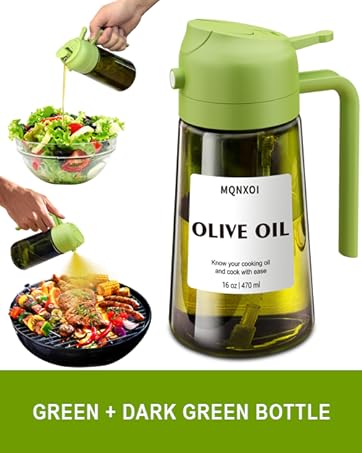2 in 1 Glass Oil Sprayer &amp;amp; Dispenser, 470ml Glass Olive Oil Sprayer,Cooking Oil Sprayer
