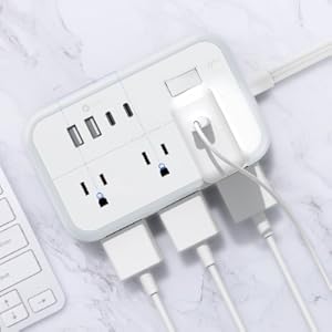 flat Extension Cord Power Strip with Outlet USB Ports flat plug Surge Protector