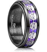 King Will 316L Stainless Steel Spinner Ring for Men Women-8mm Wedding Band wirh Red Skull/Spider ...