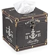 Sumnacon Retro Wood Square Tissue Box Cover - Vintage Cube Tissue Box Holder, Decorative Facial T...
