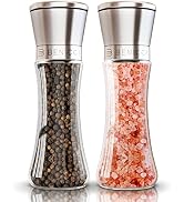 Premium Salt and Pepper Grinder Set of 2 - Two Refillable, Stainless Steel Sea &amp; Spice Shakers wi...