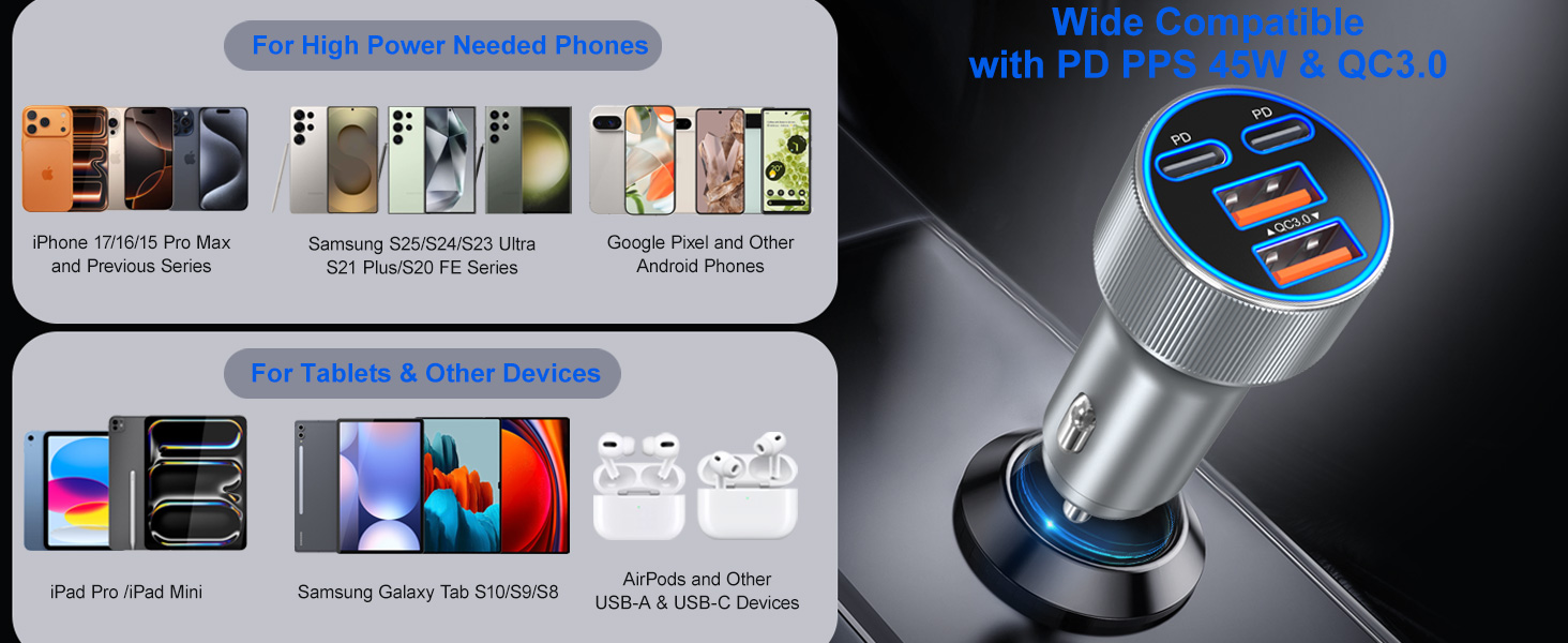 wide compatible car charger