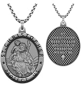 Anwlki Saint Christopher Necklace St Christopher Medal Bless Safety Religion Pendant Gift for Men...