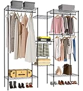 Garment Rack Metal Clothes Rack Large Armoire Storage Portable Closet Shelves Wire Clothing Rack ...