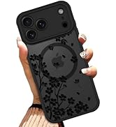 OOK Case for iPhone 17 Pro 6.3 Inch (Compatible with MagSafe) Cherry Blossom Black Floral Flowers...