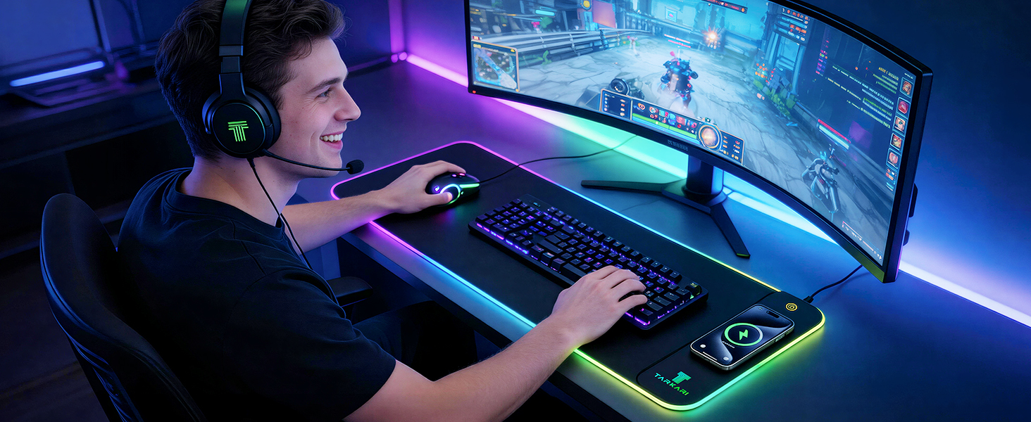 TARKARI Magnetic Wireless Charging RGB Mouse Pad