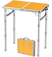 FUNYKICH 2ft Small Folding Camping Table, 3 Height Adjustable Portable Picnic Table, Lightweight ...