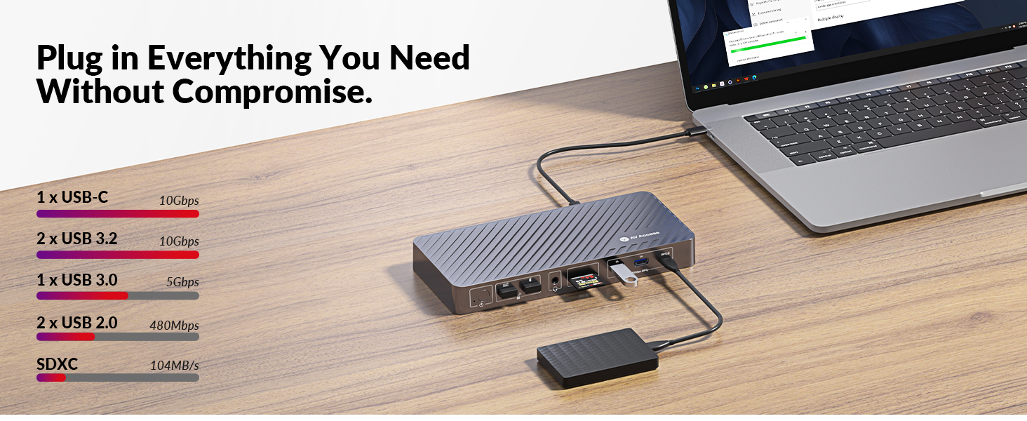 docking station triple monitor, 100w 13 in 1 dock for laptop