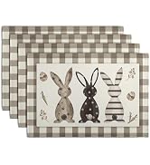 Wnoesat Easter Bunny Buffalo Plaid Placemats Set of 4 Rabbit Spring Egg Dining Table Placemats 12...