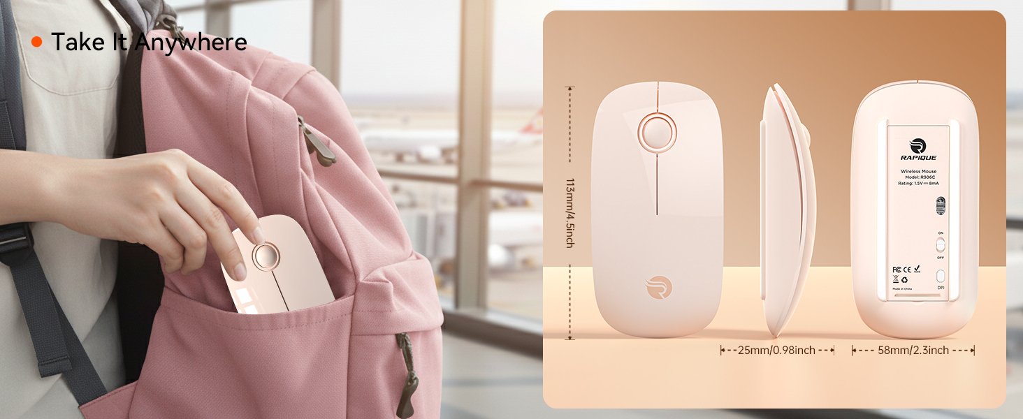 R306C USB C Wireless Mouse for Macbook, iPad, Chromebook