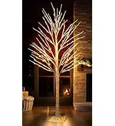TW SHINE 144 LED Lighted Birch Tree, 6 FT Pre-lit Artificial Christmas Trees for Thanksgiving Chr...