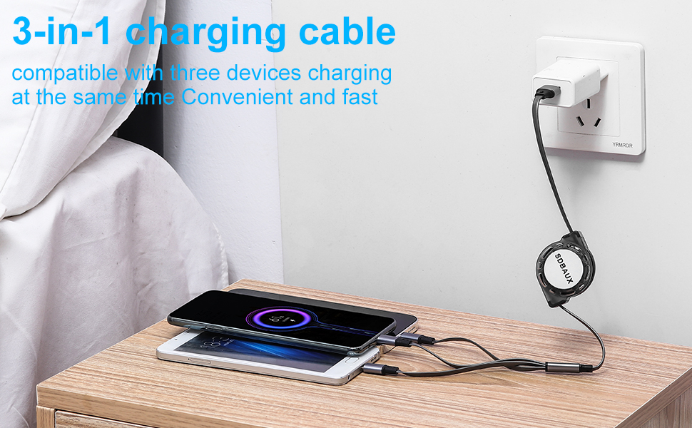 Retractable 3 in 1 Multiple Charging Cord
