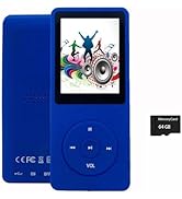 64GB MP3 Player with Speaker Earphones Portable Music Player for Kids Support Voice Recording Pic...