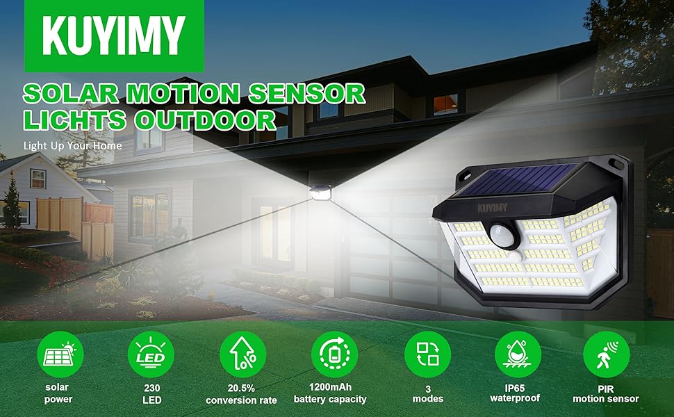 KUYIMY solar motion sensor lights outdoor,light up your home