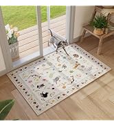 Rugcomf Door Mat Indoor Entrance 2x3 Rug Machine Washable Boho Floral Animal Cat Small Area Rug N...