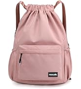 HOLYLUCK Drawstring Backpack Sports Gym Bag Water Resistant String Bag Cinch Sackpack with Side Z...