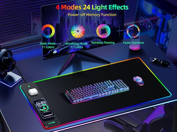 RGB gaming mouse pad with wireless charging