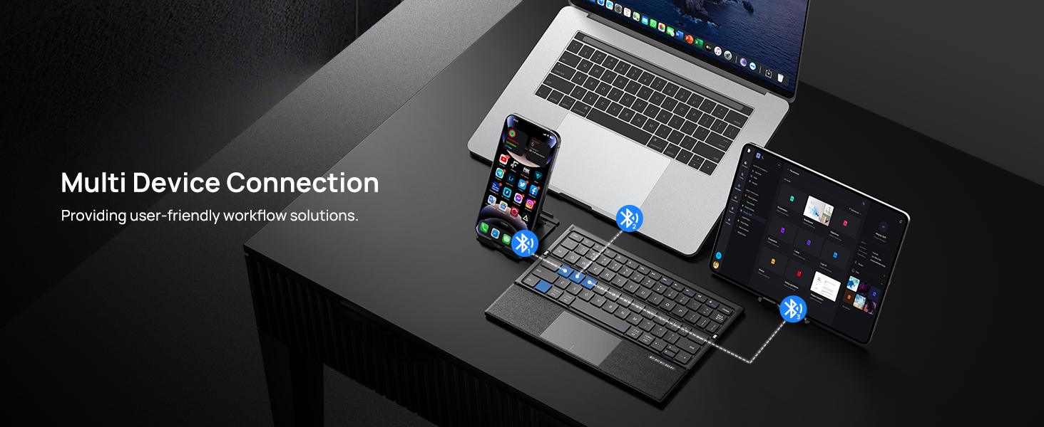 SODI Tri-Fold Portable Bluetooth Keyboard with Touchpad