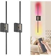 DRAWNCAT Modern RGB Wall Sconces Set of 2, Battery Operated Color Changing LED, 10,000mAh Manual ...