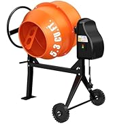 LDHTHOPI Concrete Mixer 5.3 Cu.Ft. – 750W (1HP) Heavy Duty Portable Concrete Mixer with Wheel &amp; S...
