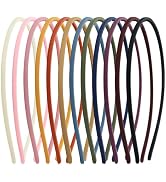 12 Pack Colorful Plain Blank Frosted Slim Thin Plastic Headband With Teeth Skinny Wire Comb Hair ...