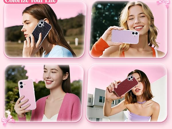 QLTYPRI Cute Polka Dot Shockproof Phone Case