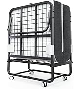 Mexin Folding Bed with Mattress - 75” x 38” Twin Size Frame - Portable Foldable Roll Away Adult B...