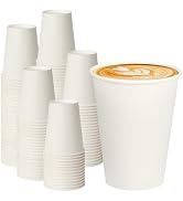 12 oz White Paper Coffee Cups, Disposable Hot Cups for Coffee, Tea, Cocoa, Beverages, 300 Pack