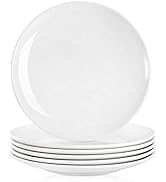 Peohud 6 Pack Melamine Dinner Plates, 11 Inches White Melamine Plates, Flat Bottom Dinnerware Dis...