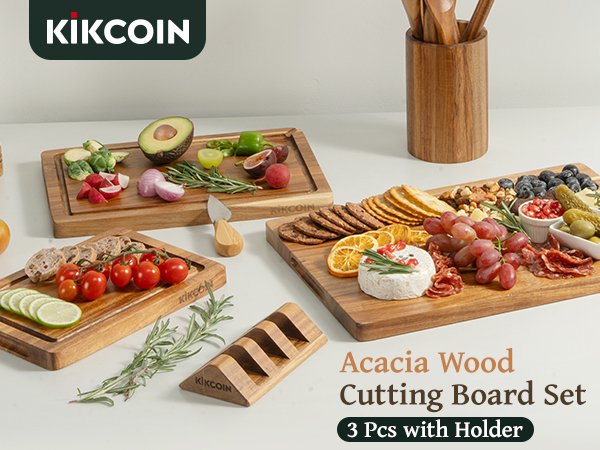 Acacia wood cutting board set