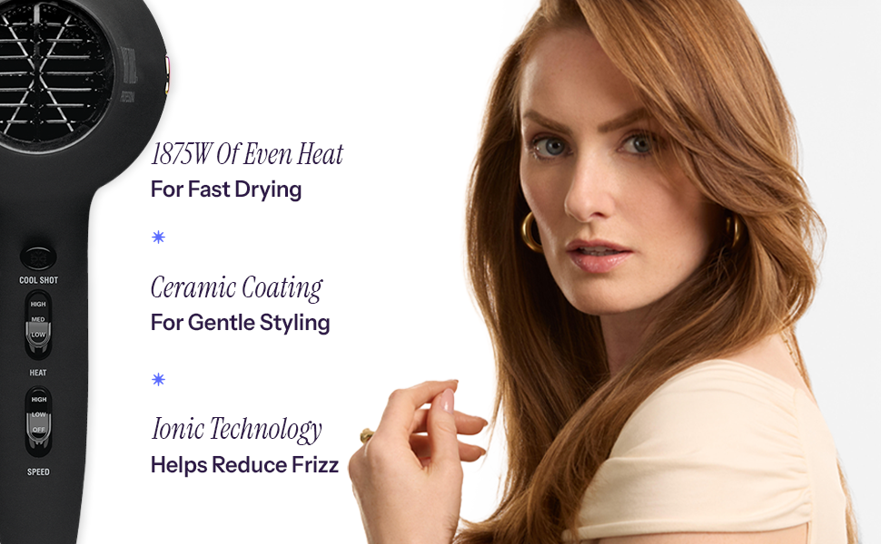 Hot Tools 1875W Hair Dryer, Ceramic Coating, Ionic Technology