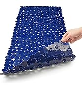 SONGZIMING Bathtub Mat Non Slip Pebble Bath Shower Mat with Drain Holes, Suction Cups Mat for Tub...