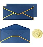 30 Pack #10 Business Envelopes with Gold Border and Stickers, 9.49x4.13 Inch Self Seal Standard E...