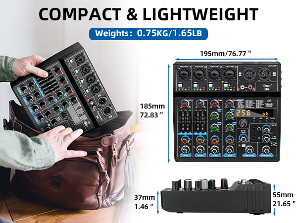 Compact size design, Portable audio sound board