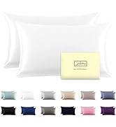 Silk Pillowcase for Hair and Skin,Soft,Breathable and Sliky 100% Standard Size Pillow Cases Set o...